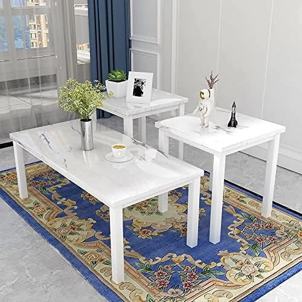 3-Piece Coffee and End Table Set White W93305