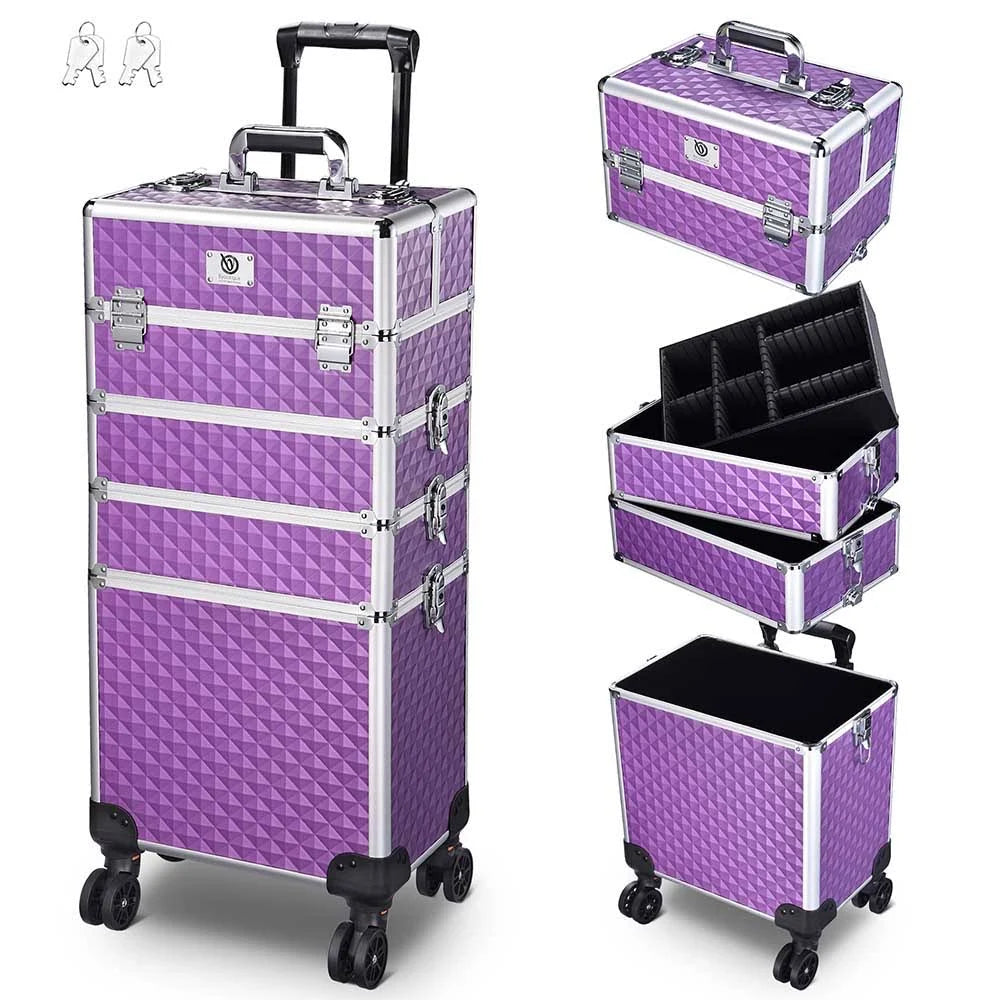 Purple Rolling Makeup Case Organizer D5153
