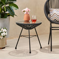 Black Tempered Glass Top Faux Rattan Side Table G123281