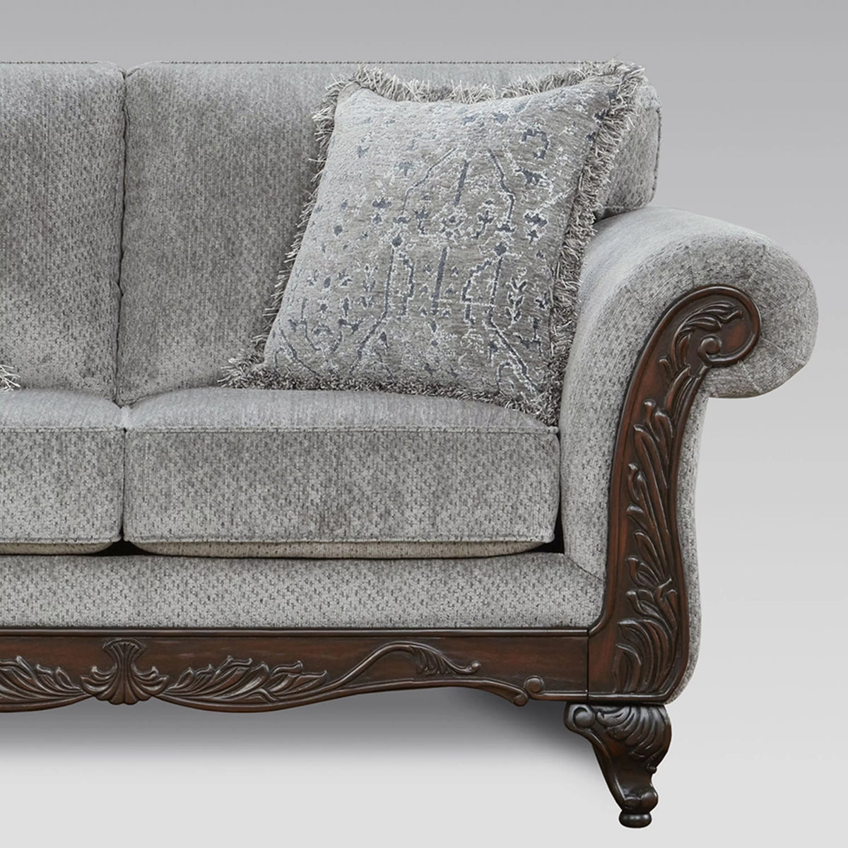 Gray Polyester Sofa and Loveseat Set C343