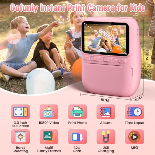 Instant Print Kids Camera 32MP 1080P with 32GB SD Card X203461