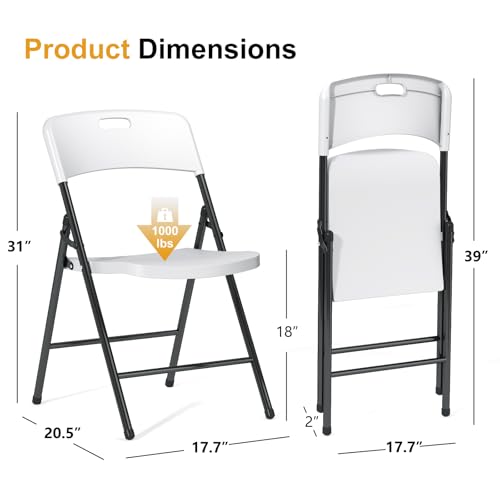 White Plastic Folding Chairs, 6 Pack V152010
