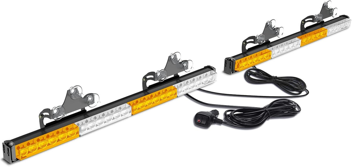 28LED Amber White Hazard Warning Strobe Light Bar Pack of 2 K35690