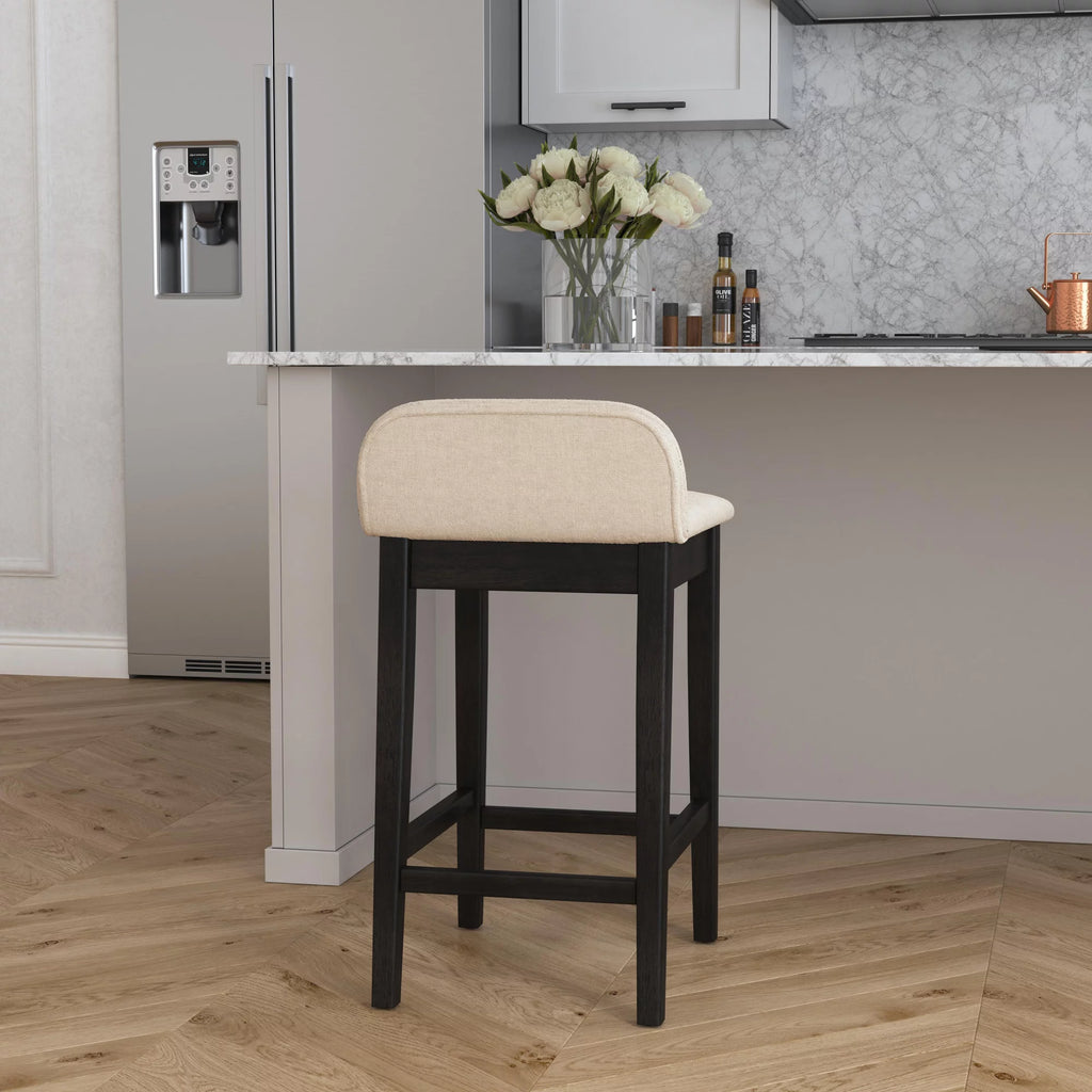 Black Light Beige Wood Counter Stool H889