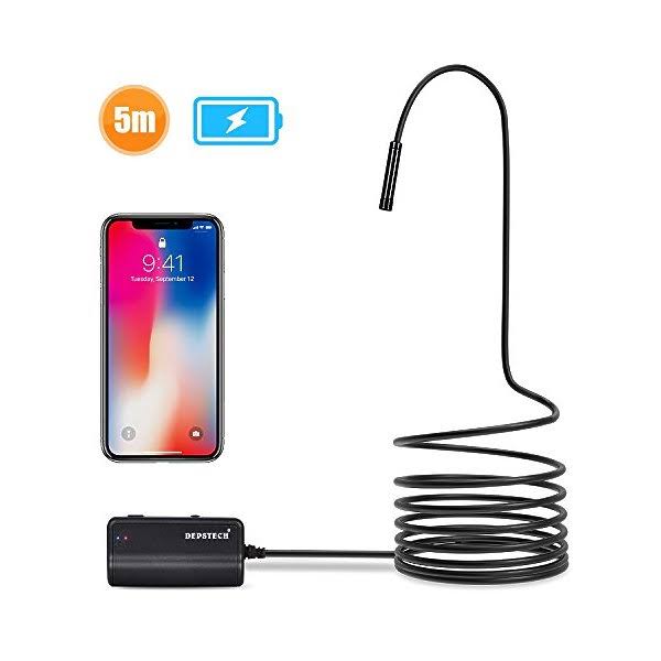 Semi-Rigid Wireless Endoscope, 2.0 MP HD WiFi Borescope Inspection Camera, 16 inch Focal Distance, 1800mAh Battery C378