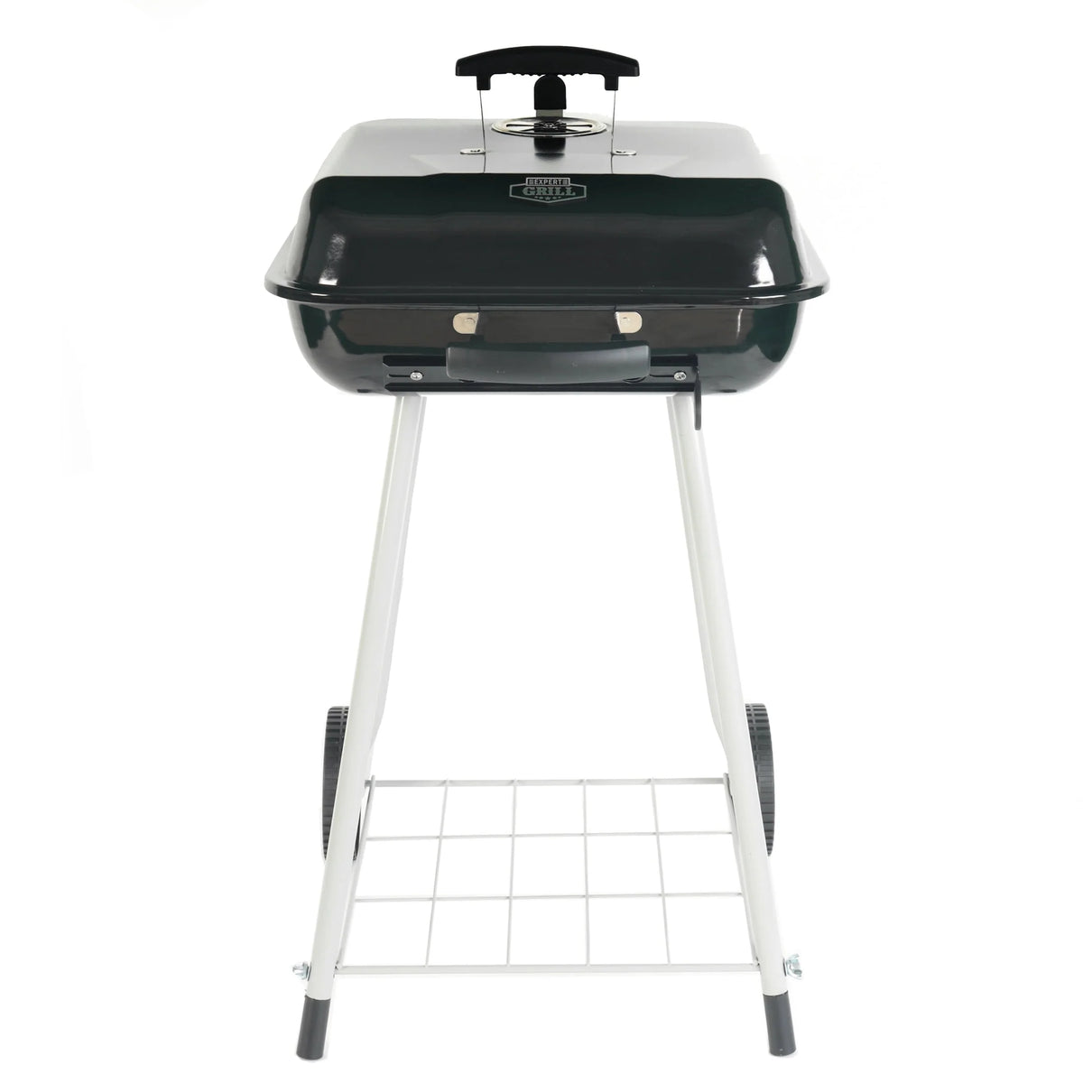 Square Steel Charcoal Grill with Wheels, Black Y478309