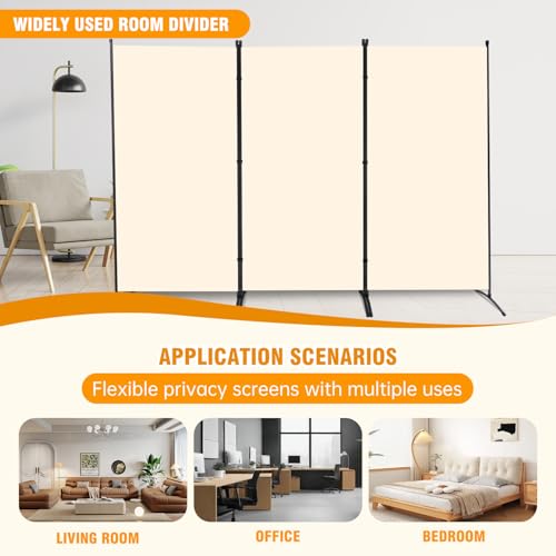 Grey 3 Panel Folding Room Divider Screen with Metal Frame C759