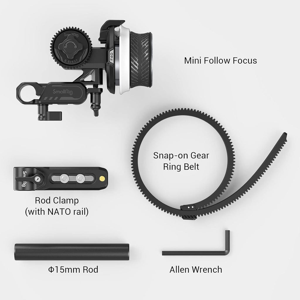 Mini Follow Focus with 15mm Rod Clamp and Gear Ring Belt V8266
