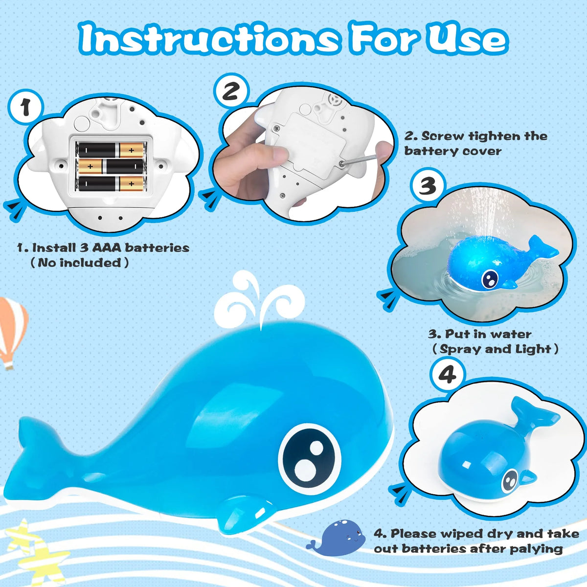 Glow in The Dark Whale Bath Toy X560316