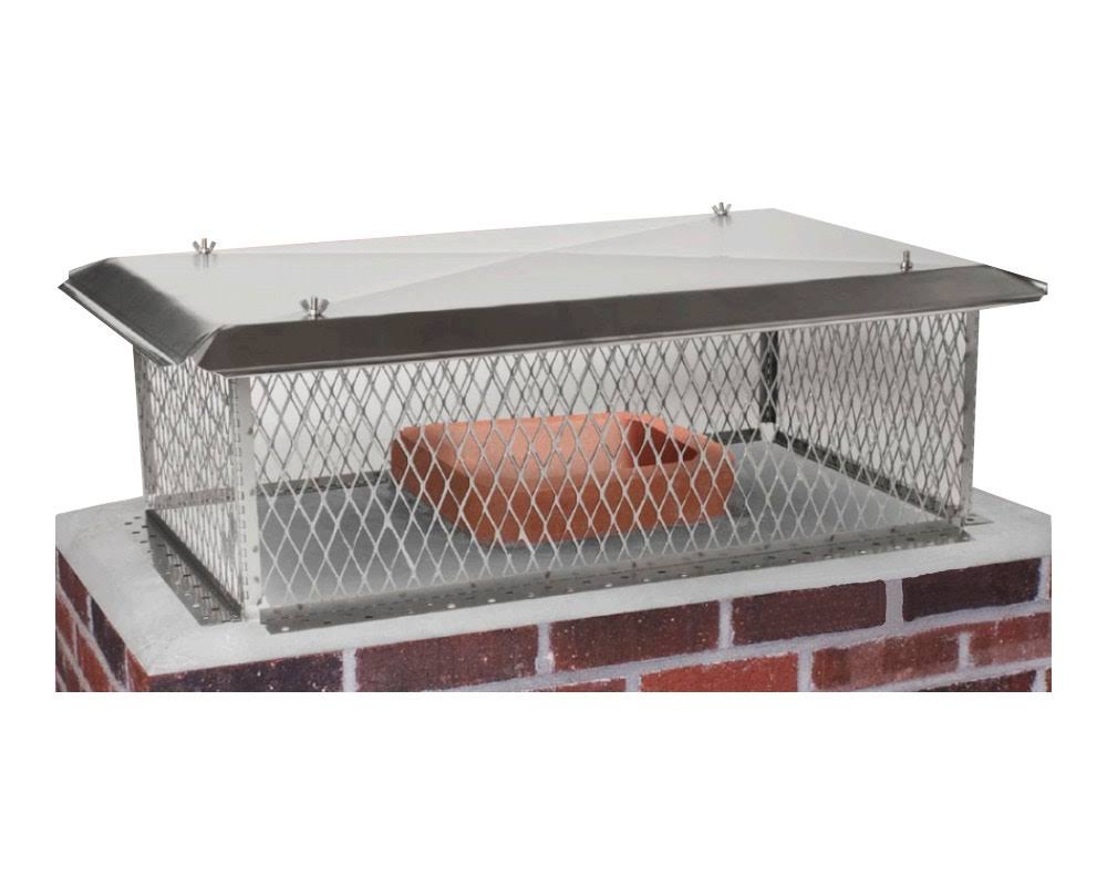 Stainless Steel Multi-Flue Chimney Cap with Flat Lid and 10-Inch Mesh Height W507