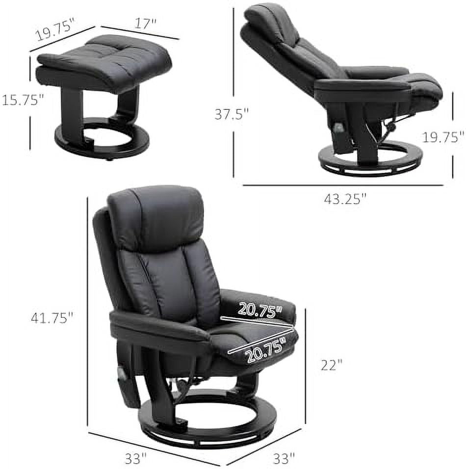 PU Leather Massage Recliner Chair with Ottoman 10 Point Vibration Swiveling Armchair Brown Q4931