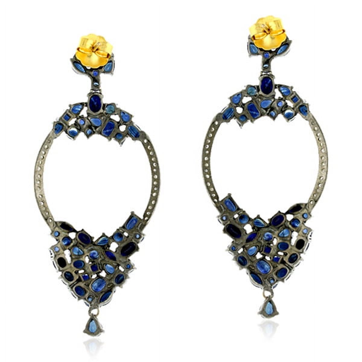 Pave Diamond Blue Sapphire Dangle Earrings W53478