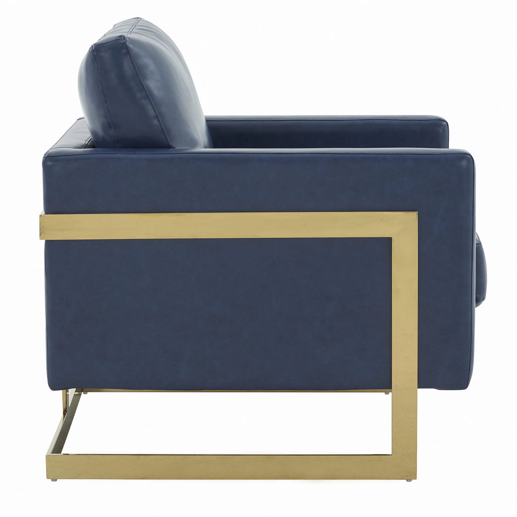 Navy Blue Leather Accent Chair X8657