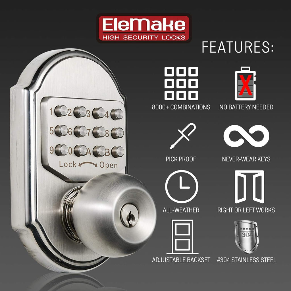 Keyless Entry Door Lock Deadbolt Keypad Mechanical Stainless Steel V306