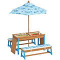 Kids Wooden Picnic Table and Bench Set with Umbrella P60669