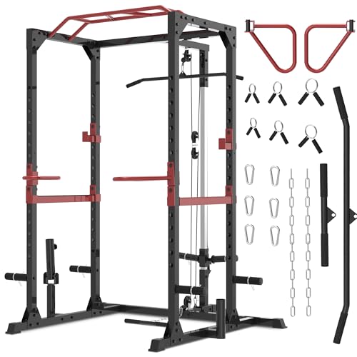 Power Cage Squat Rack with LAT Pulldown 800 lb Capacity I84345