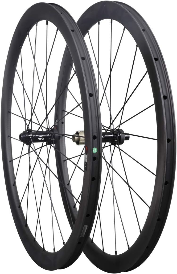 Carbon Road Bike Disc Wheelset 50 mm Clincher Tubeless Ready 25mm Center Lock Thru Axle T8153