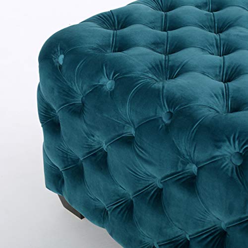 Dark Teal Velvet Ottoman E840