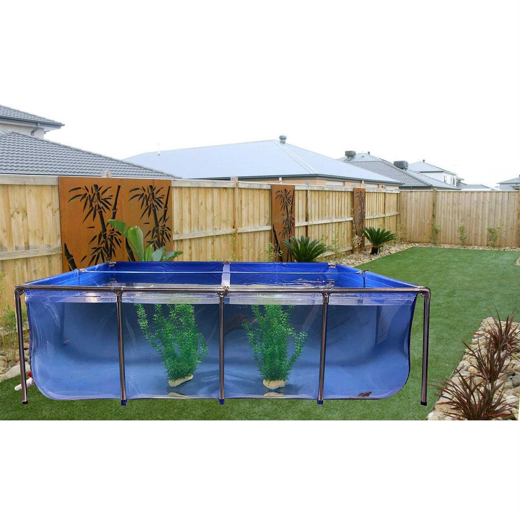 PVC Canvas Fish Pond with Steel Frame, Transparent Viewing Panel and Drain Valve Z9885