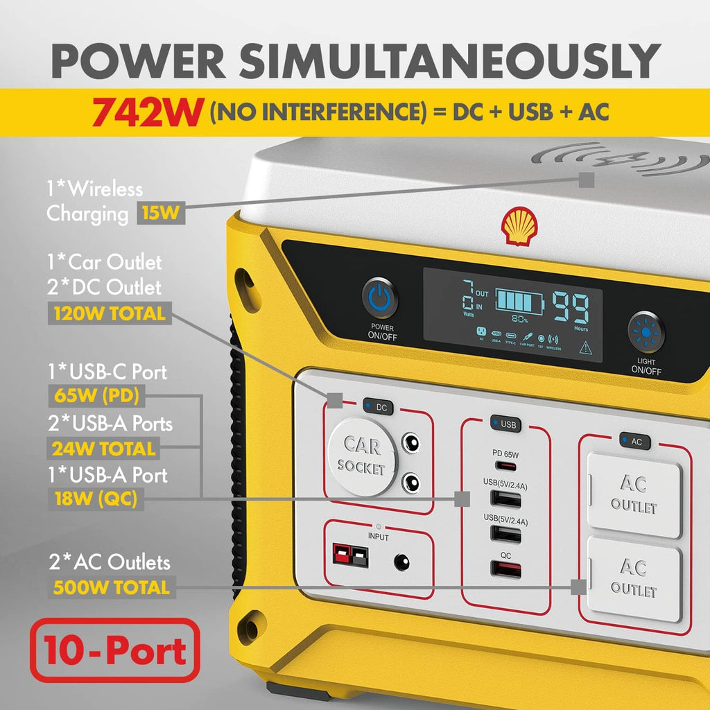 Portable Power Station 500W 583Wh Lithium Battery Solar Generator with 110V AC Outlet L96387
