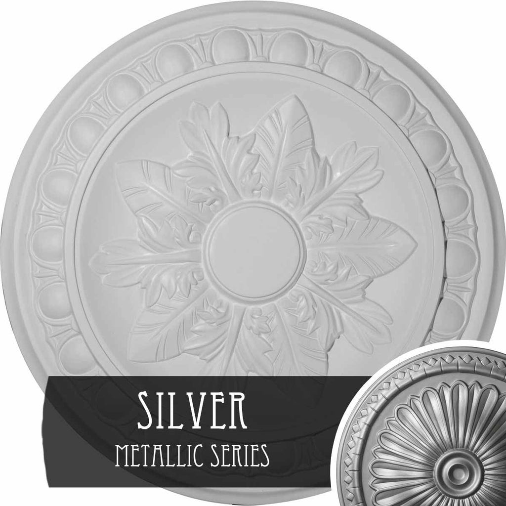 Hand-Painted Silver Ceiling Medallion I7012
