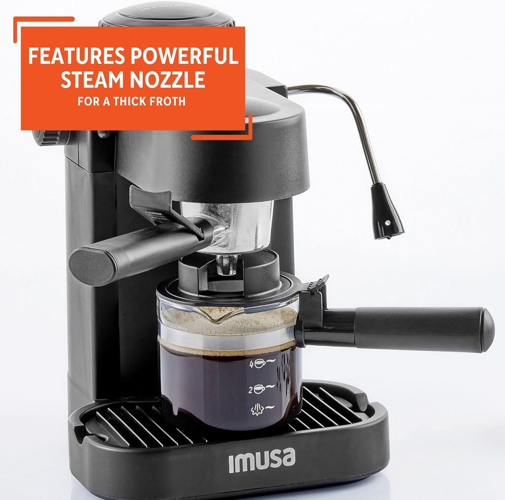 4 Cup Espresso Cappuccino Maker, Black S62104