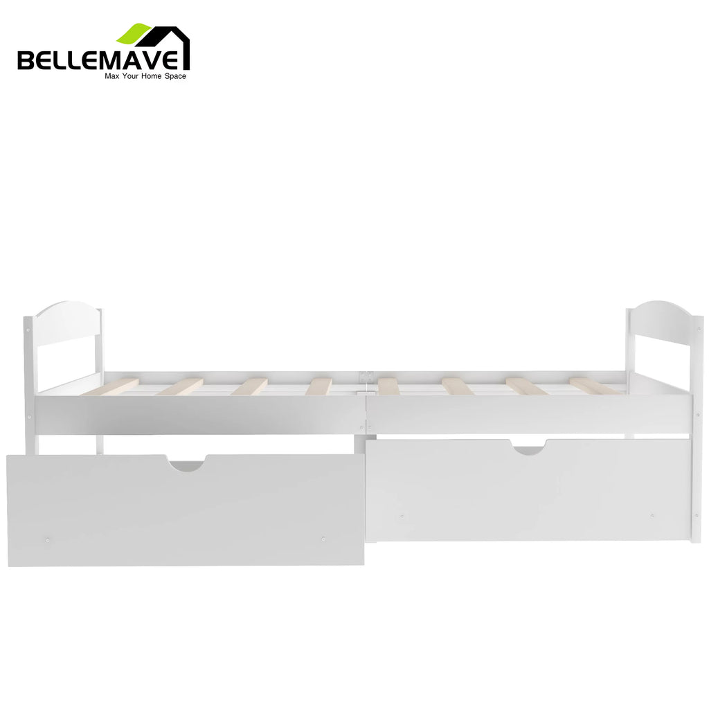 White Twin Size Platform Bed with 2 Drawers X6910