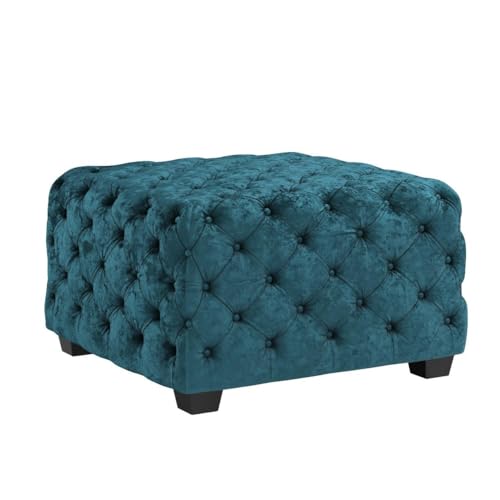 Dark Teal Velvet Ottoman E840
