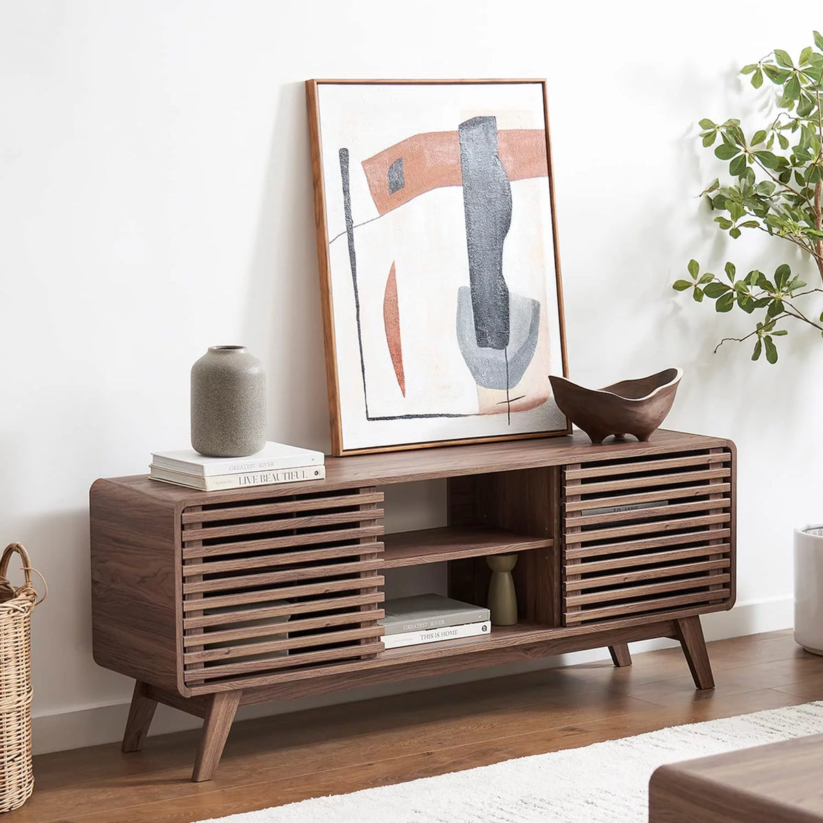 59 Mid-Century Modern TV Stand Console H8752