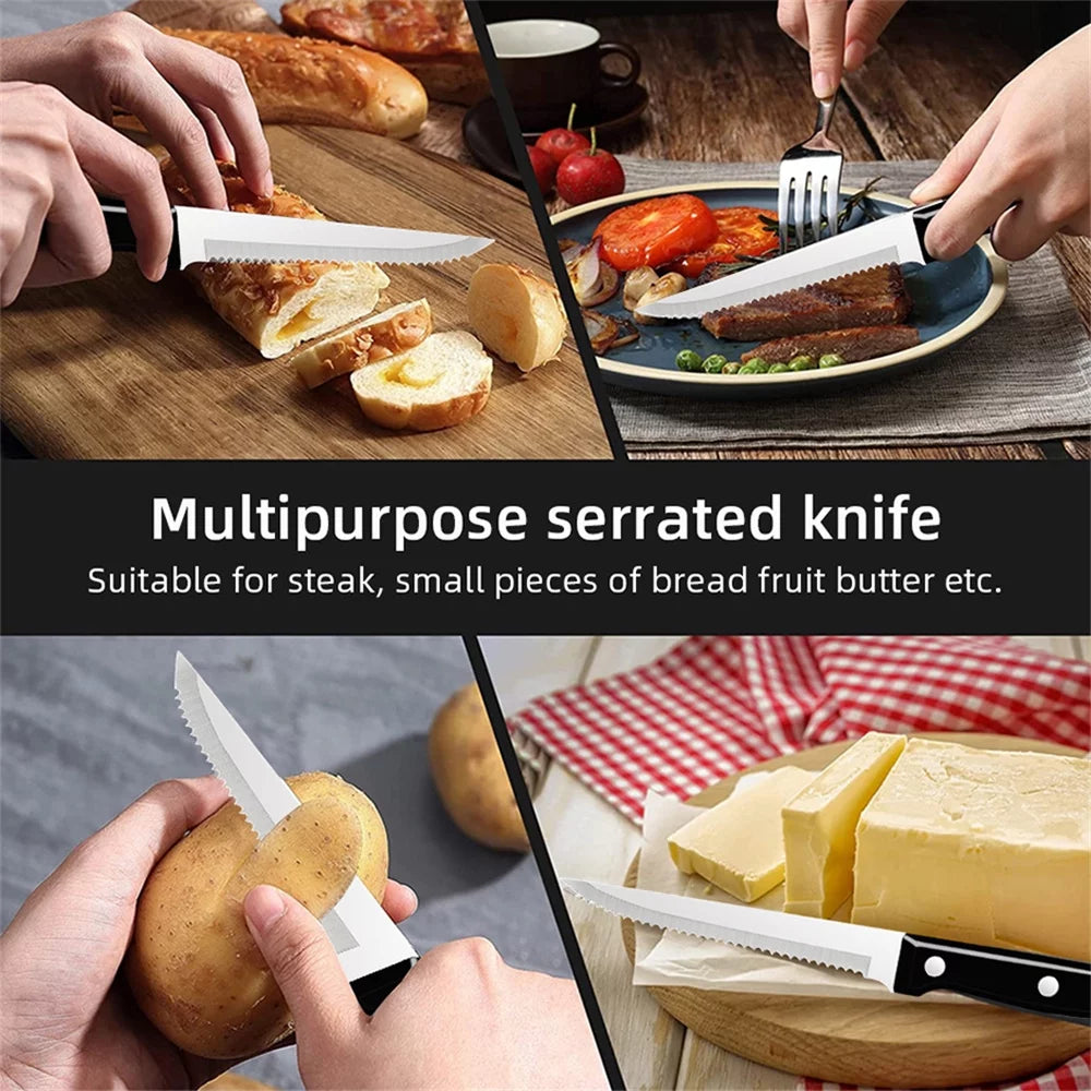 20-Piece Stainless Steel Silverware Set with Steak Knives X646859