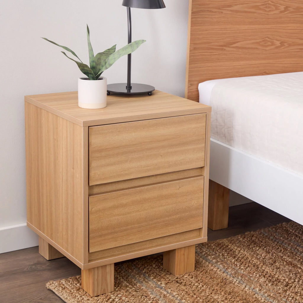 Modern Wood 2-Drawer Nightstand with Square Legs K5291