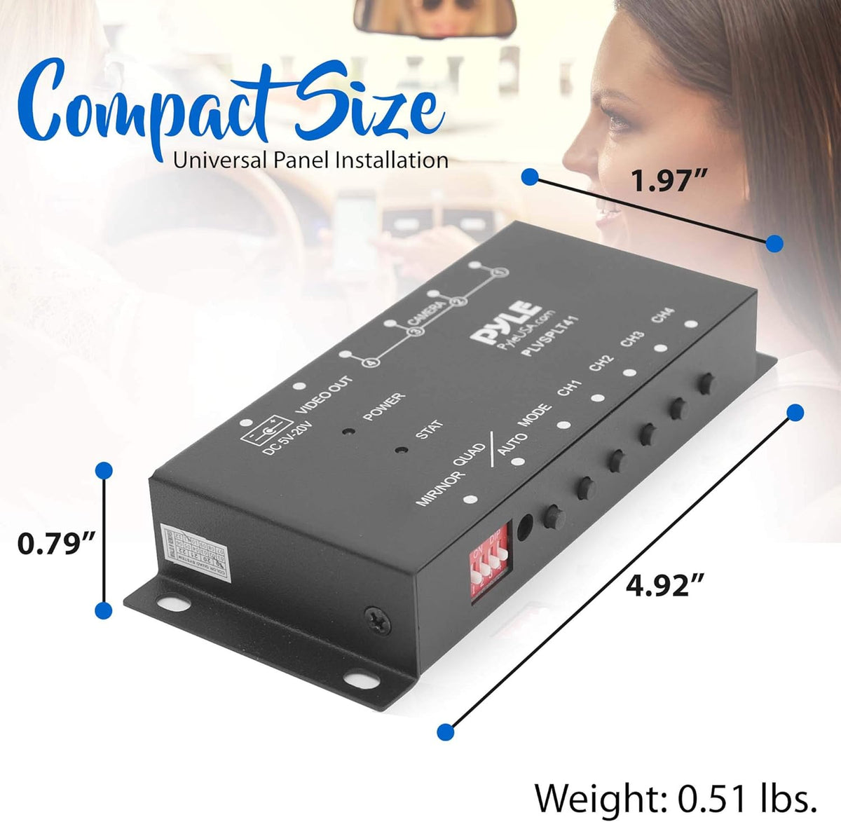 4-Channel Car Video Splitter Controller with Quad Selectable for Backup Camera Video Monitor Systems A5309