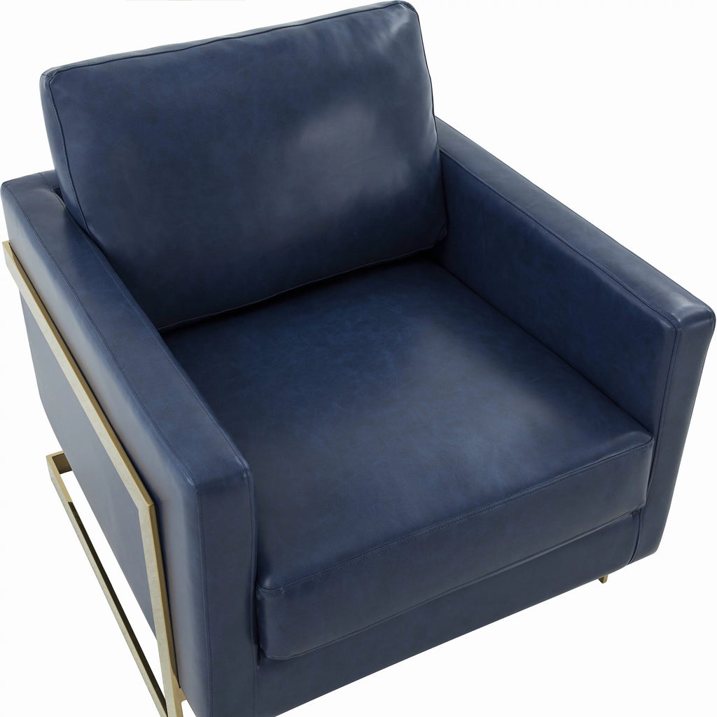 Navy Blue Leather Accent Chair X8657