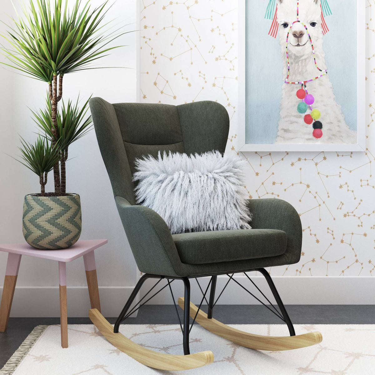 Blue Wingback Rocker S51220