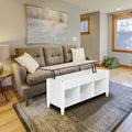 Lift Top White Solid Wood Coffee Table with Storage Shelves V1660
