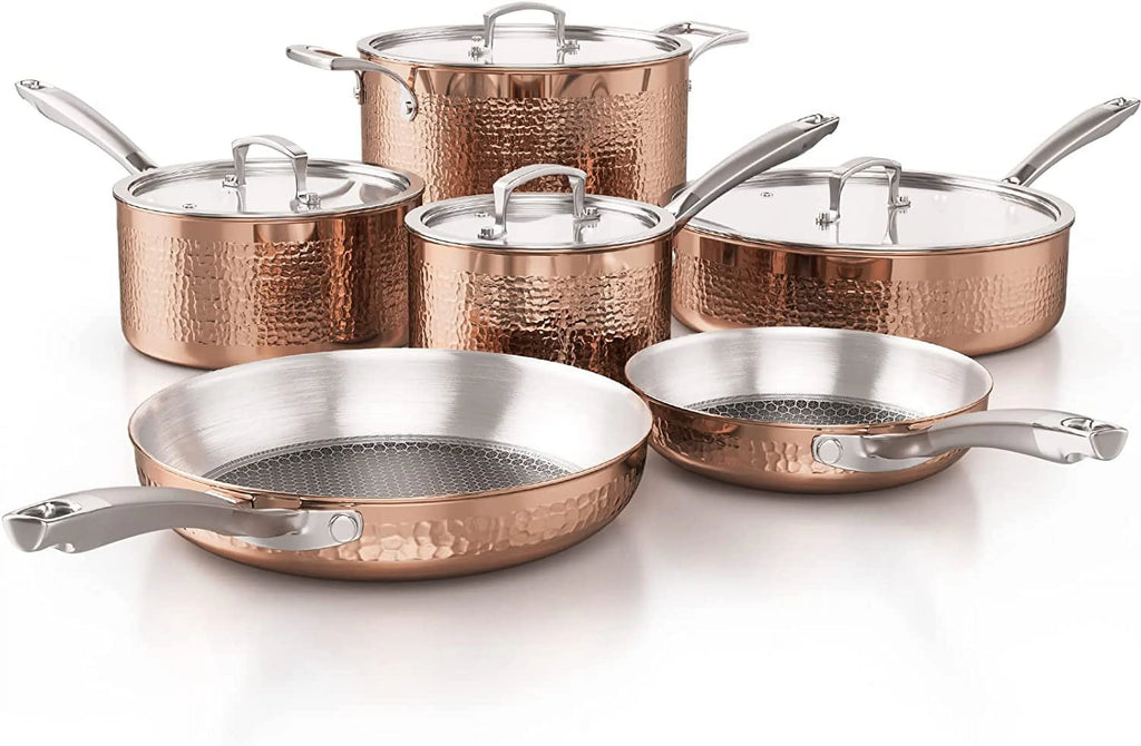 7-Piece Tri-Ply Stainless Steel Black Cookware Set V698