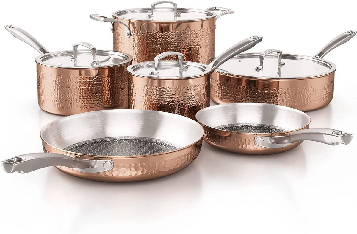 7-Piece Tri-Ply Stainless Steel Black Cookware Set V698