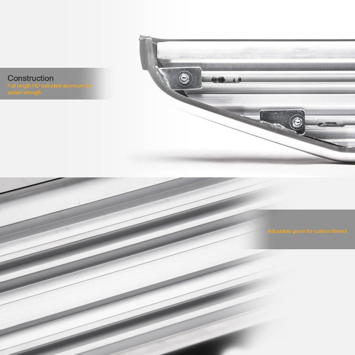 6 VP Series Aluminum Running Boards Black With Chrome Trim N16425