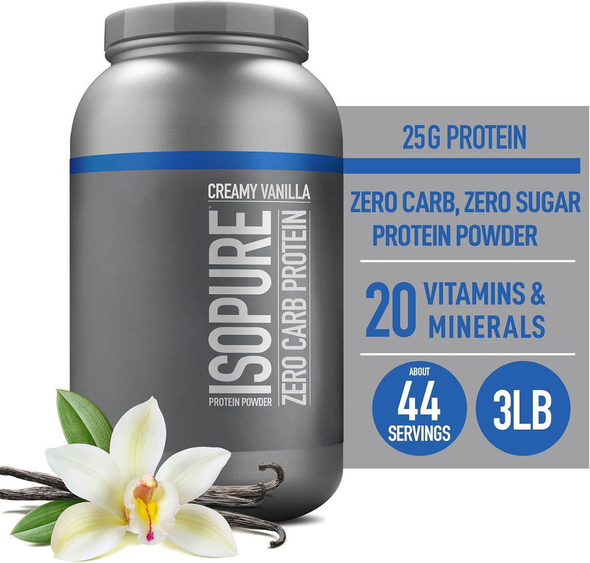 Creamy Vanilla Whey Isolate Protein Powder, 44 Servings, 3 Pounds W380771