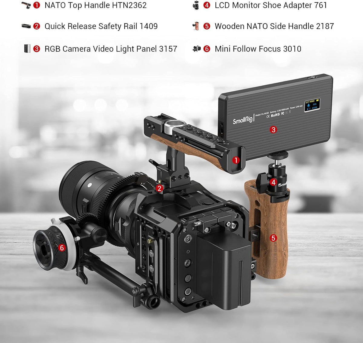 Mini Follow Focus with 15mm Rod Clamp and Gear Ring Belt V8266