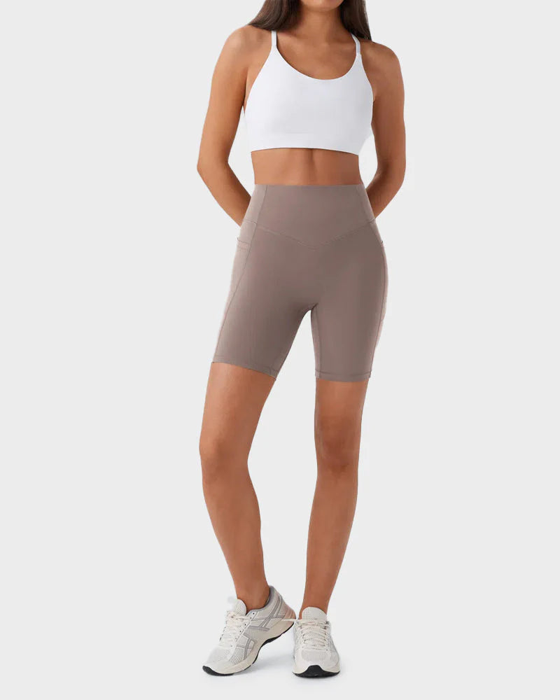 Tummy Control Butt-Lifting Training Shorts with Pockets D6080
