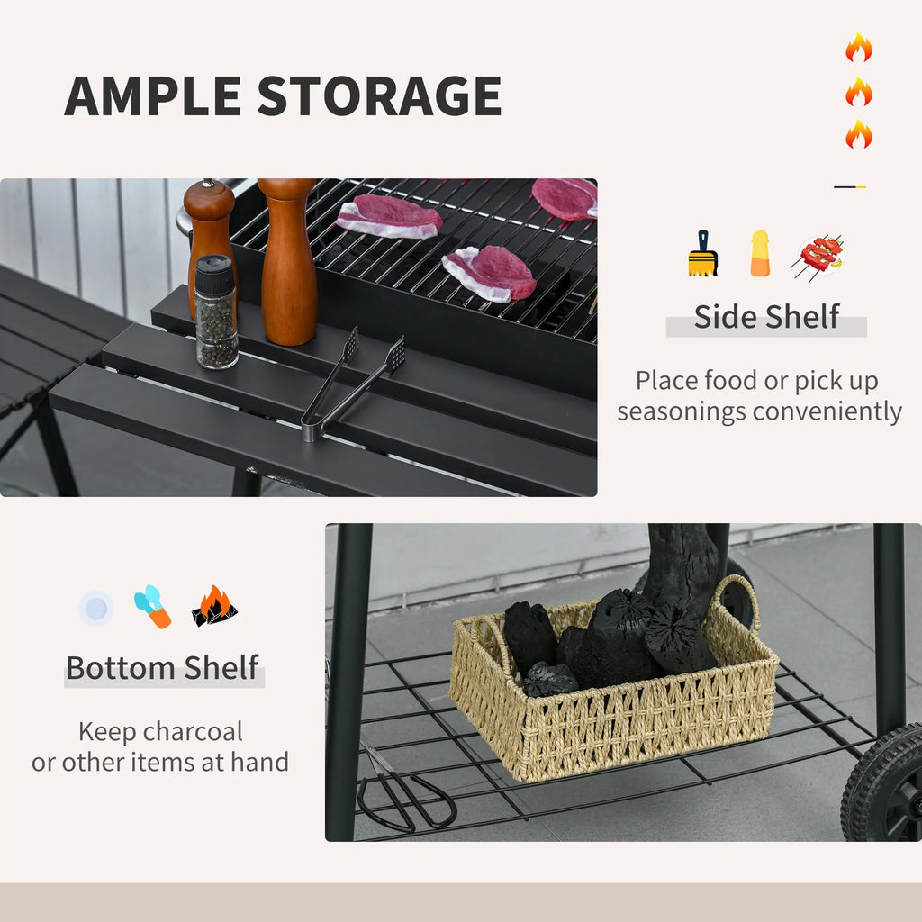 Portable Charcoal BBQ Grill and Offset Smoker Combo V3300