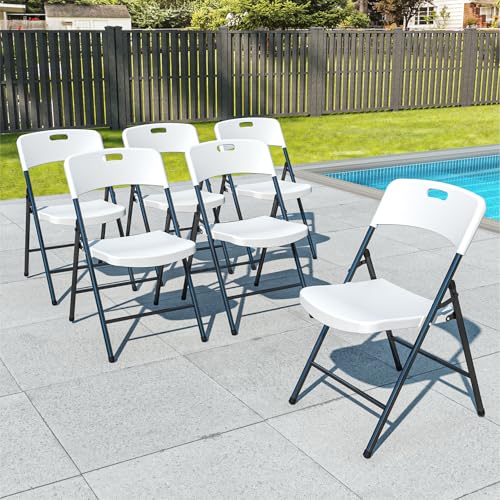 White Plastic Folding Chairs, 6 Pack V152010