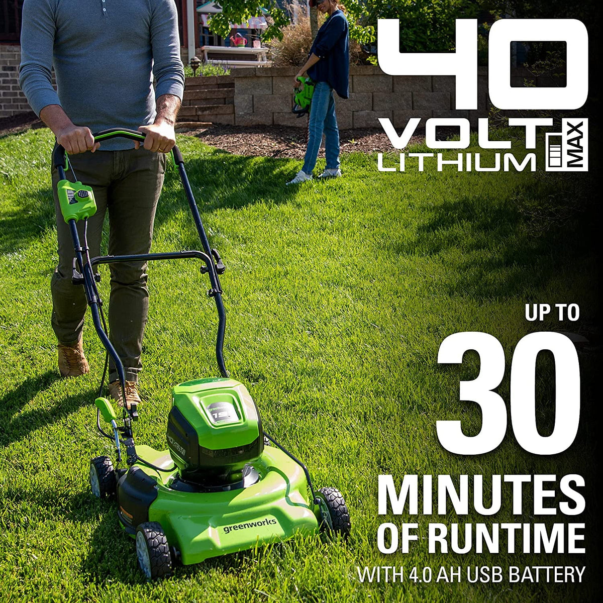 40V 19" Cordless Walk-Behind Mower with 4.0Ah Battery & Charger O65546