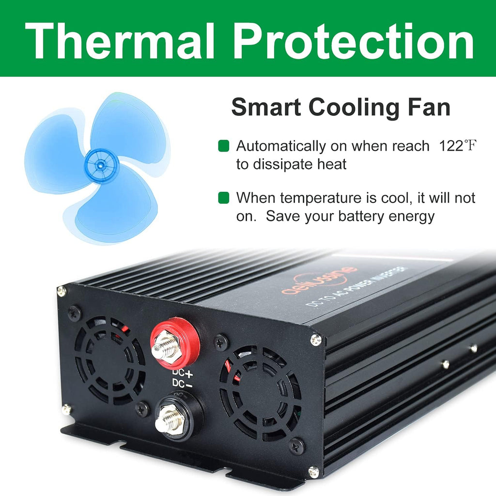 2000W Pure Sine Wave Power Inverter 12V DC to AC 110V 120V Surge 4000 Watt with LED Display Z775