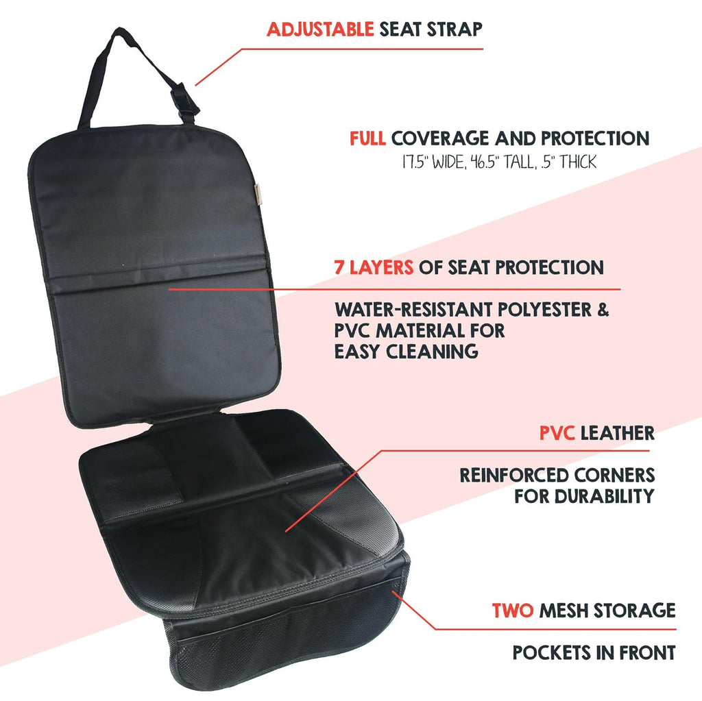 Double Baby Car Bundle - Car Seat Protector Cover, Baby Car Mirror, Kick Mat Organizer J94501