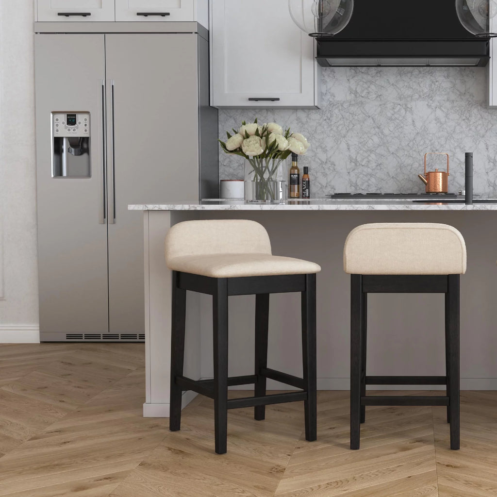 Black Light Beige Wood Counter Stool H889