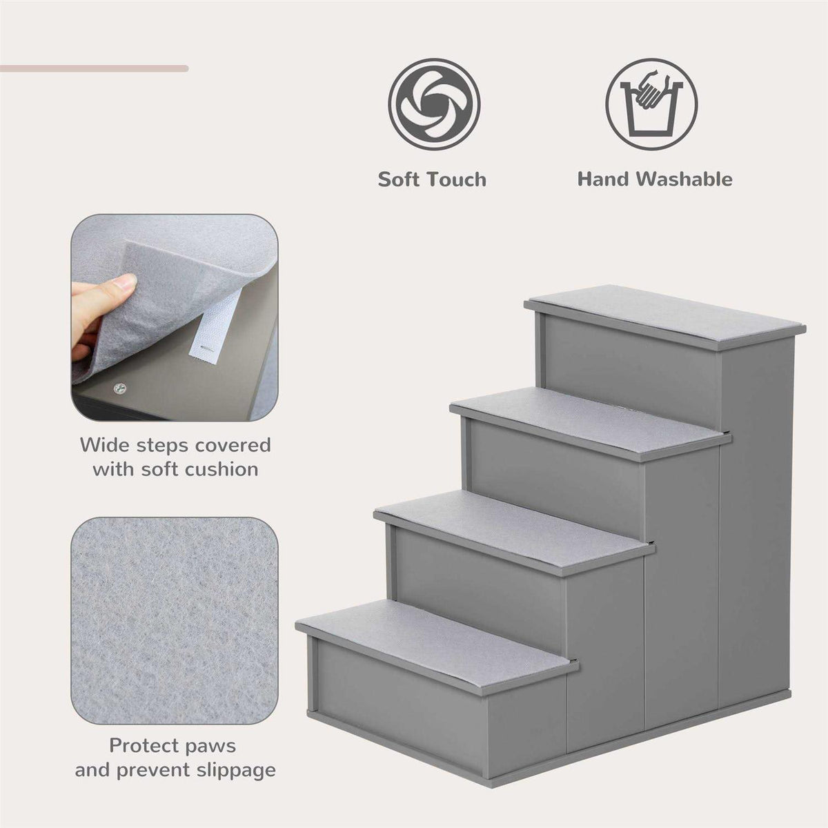 Small Pet Stairs with Cushioned Removable Covering W487