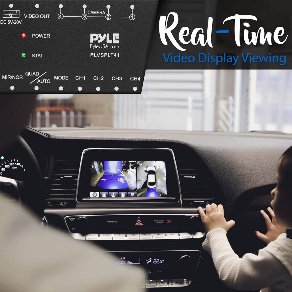 4-Channel Car Video Splitter Controller with Quad Selectable for Backup Camera Video Monitor Systems A5309