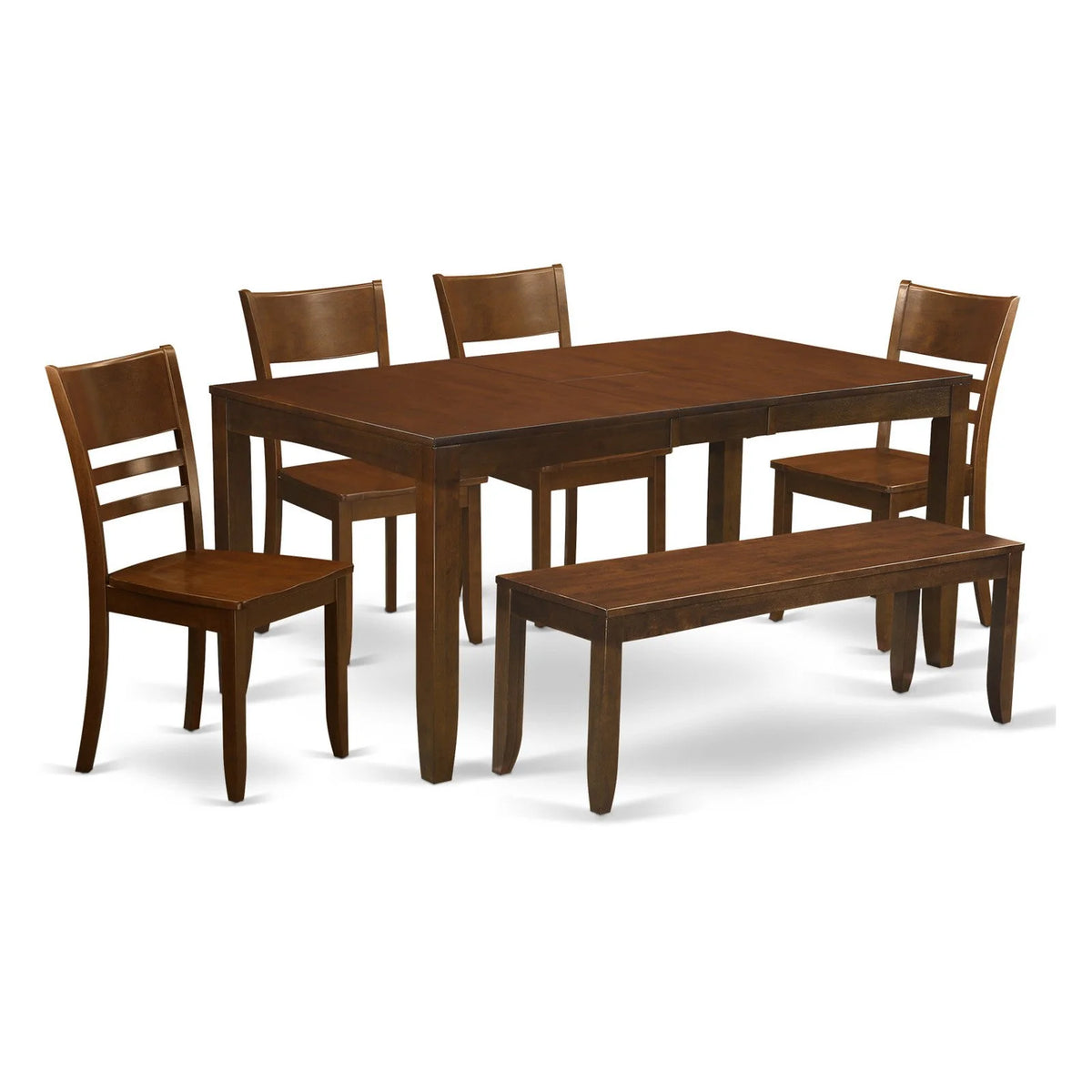 6 Piece Cappuccino Dining Table and 4 Chairs with Bench M72914